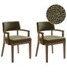 Set of 2 Dining Chairs DALBO Boucle Brown/ Green