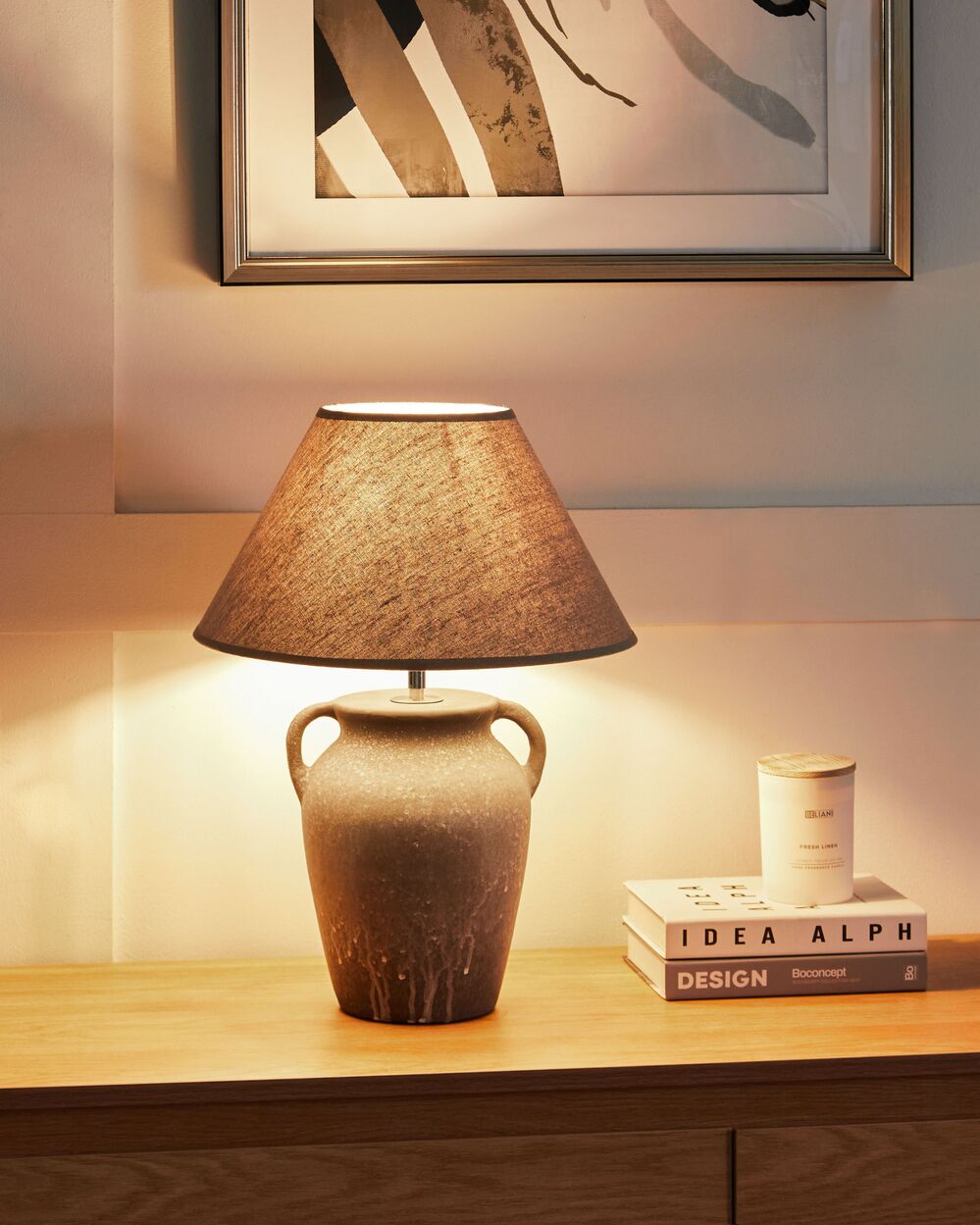 Bordlampe AGEFET Keramikk Grå