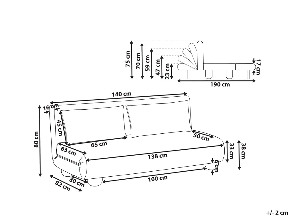 Sofa Bed 2 Seater ABISKO Corduroy Off-White_1031078