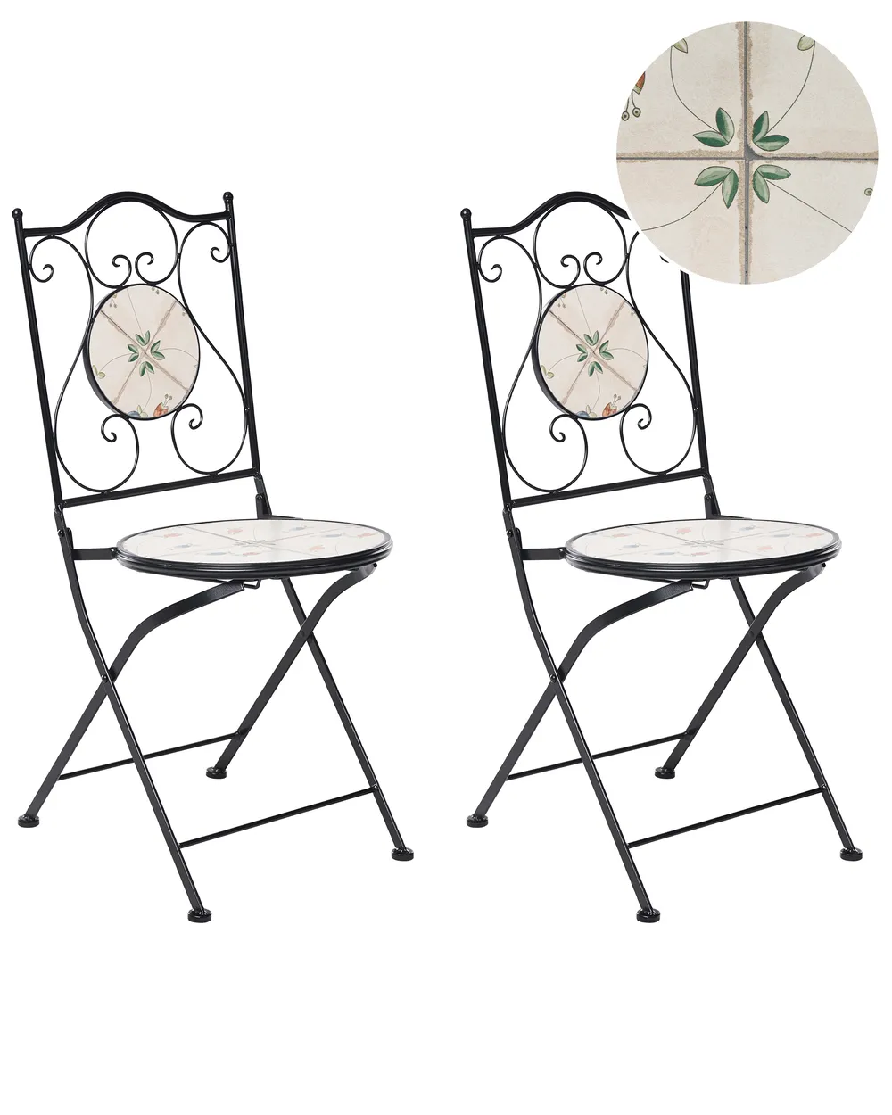 Set of 2 Garden Chairs CARONA Folding Metal Black