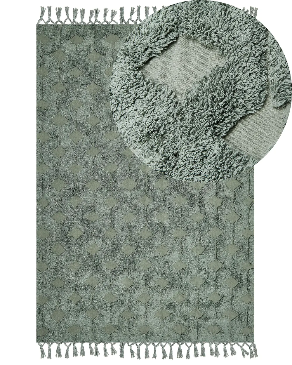 Cotton Area Rug Green KARS Various Sizes