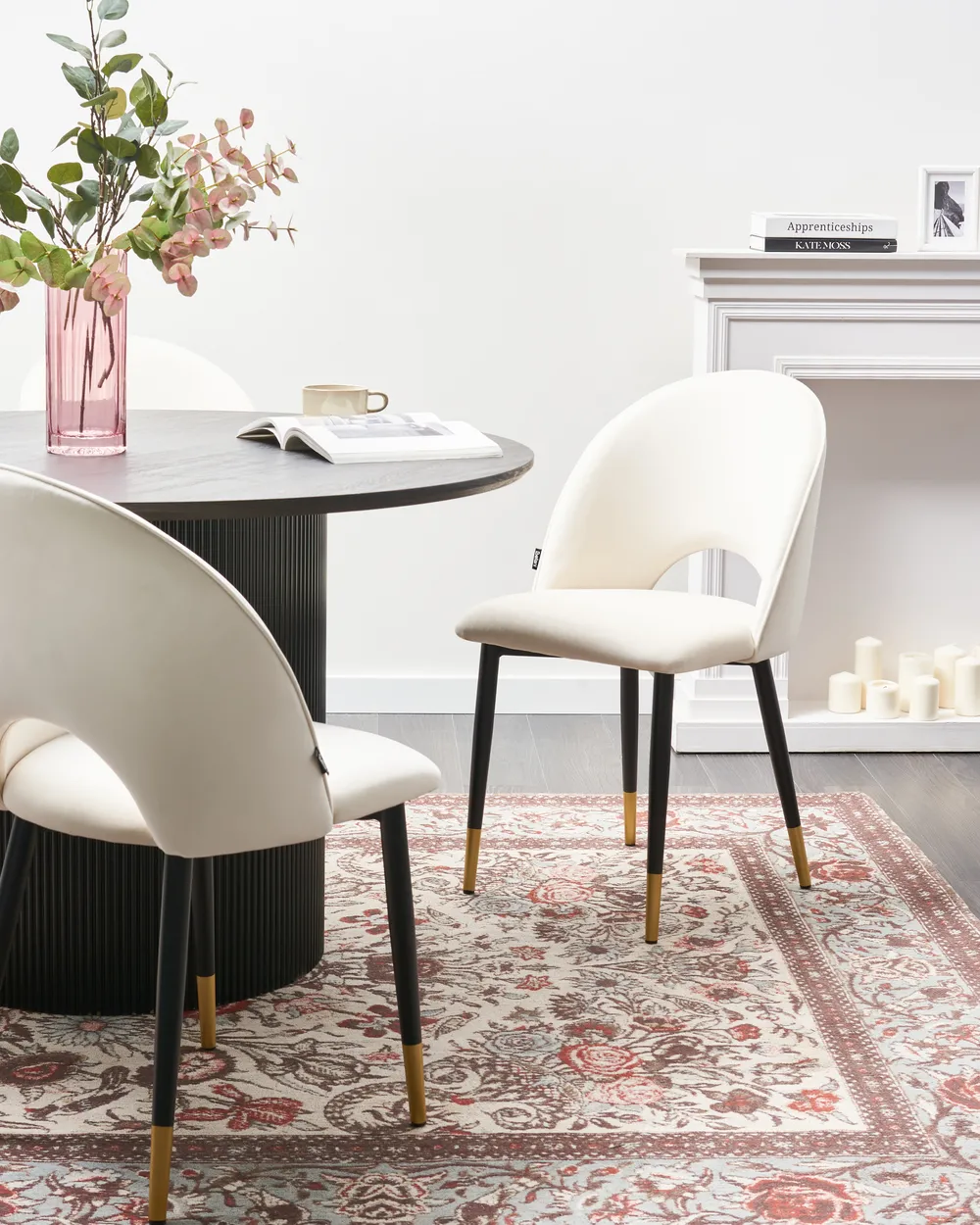Set of 2 Dining Chairs MAGALIA Velvet Light Beige