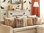 Koristetyyny MORTESTI 45 x 45 cm Sametti Vaaleanbeige Abstrakti kuvio_1178919