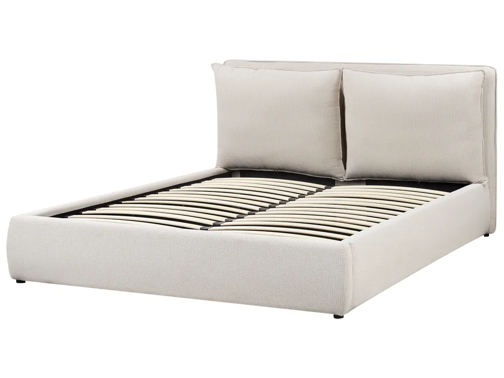 Ottoman Bed BAJONNA Fabric Beige 160 x 200 cm (EU King Size)_970668