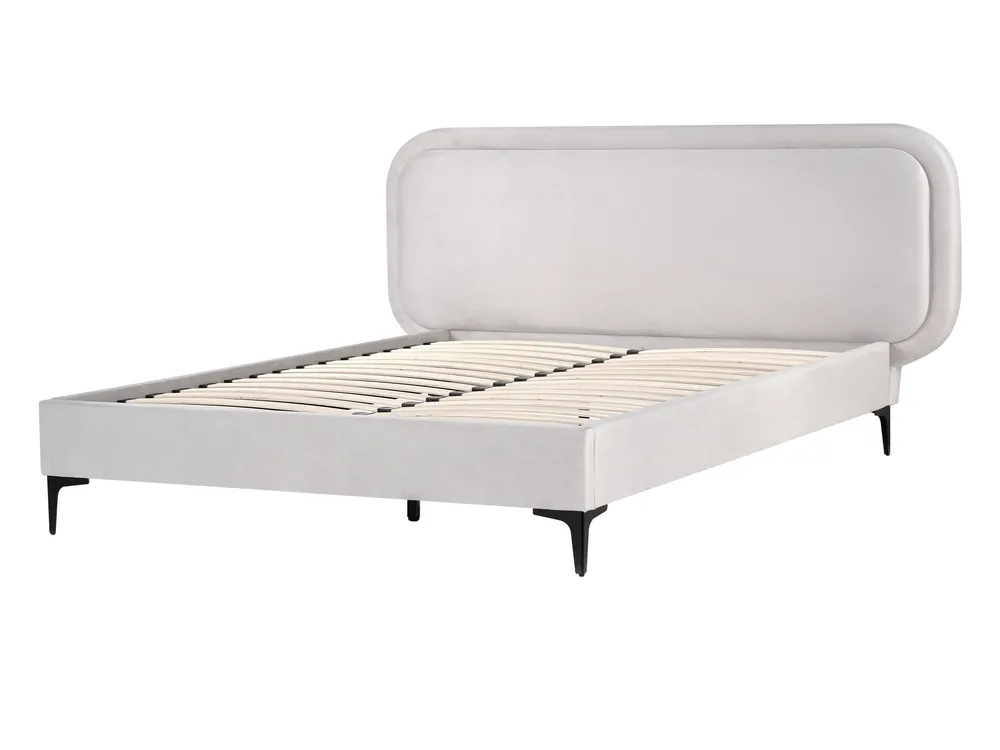 Säng med lamellram Sammet SUZETTE 140 x 200 cm Ljusgrå_989468