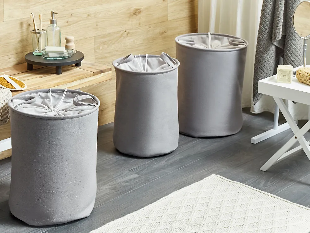 Set of 3 Baskets ARCHA Cotton Grey_1179124