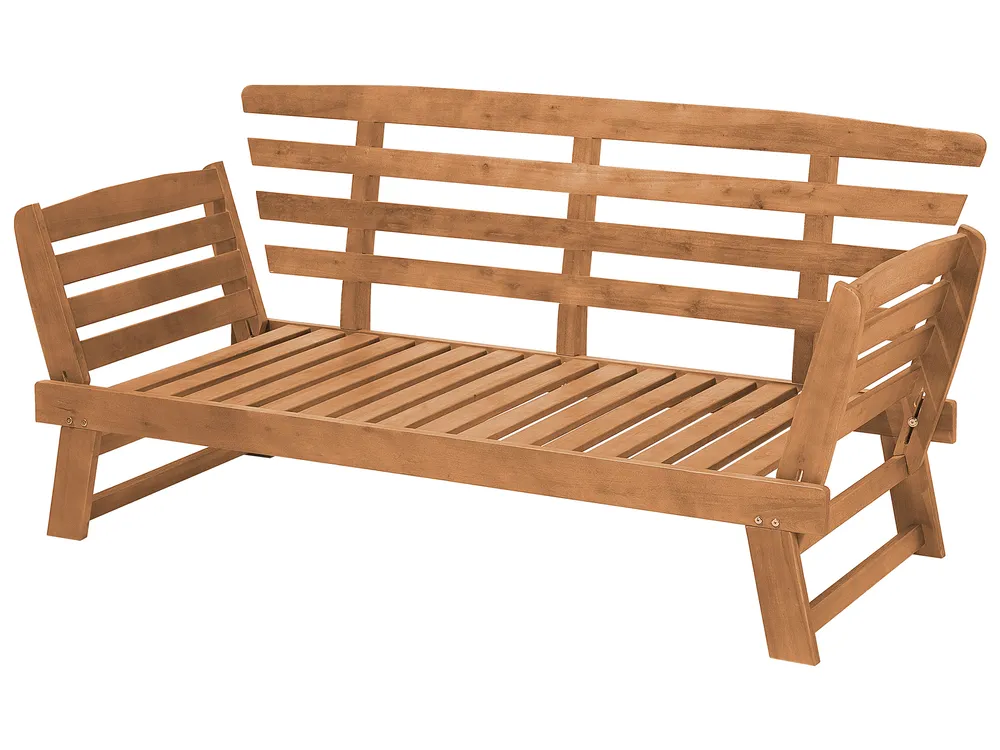 Garden Bench with Cushion PORTICI 210 cm Eucalyptus Wood Light Brown/ Taupe_735675