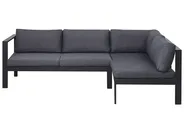 Garden Corner Sofa with Table 5 Seater MESSINA Metal Black Left Hand_769436