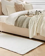 Shaggy Rug DEMRE White 80 x 150 cm_1175339