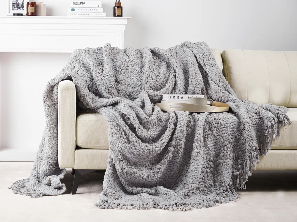Blanket VELLA Cotton 220 x 240 cm Grey