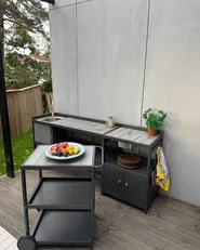 Outdoor Kitchen Set with Sink ORTISEI Graphite Grey Metal_1022349
