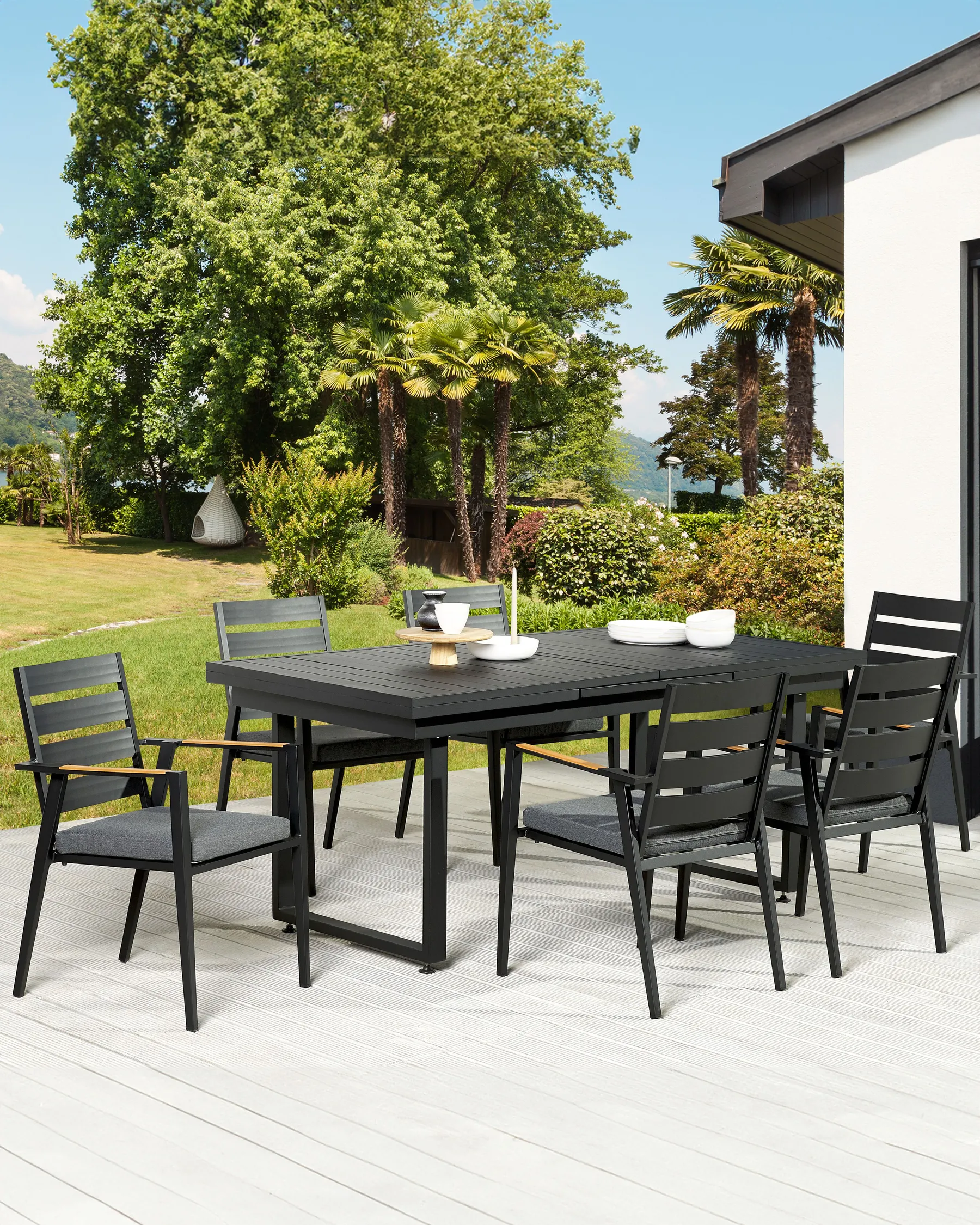 Set med 6 stolar med dynor TAVIANO Metall Svart_841727