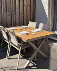 Garden Dining Set 4 Seater TIANO Metal Grey_1171402