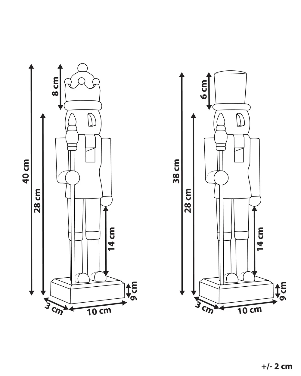 Set med 2 figuriner FLATEY 40 cm Nötknäckare Röd_1009156