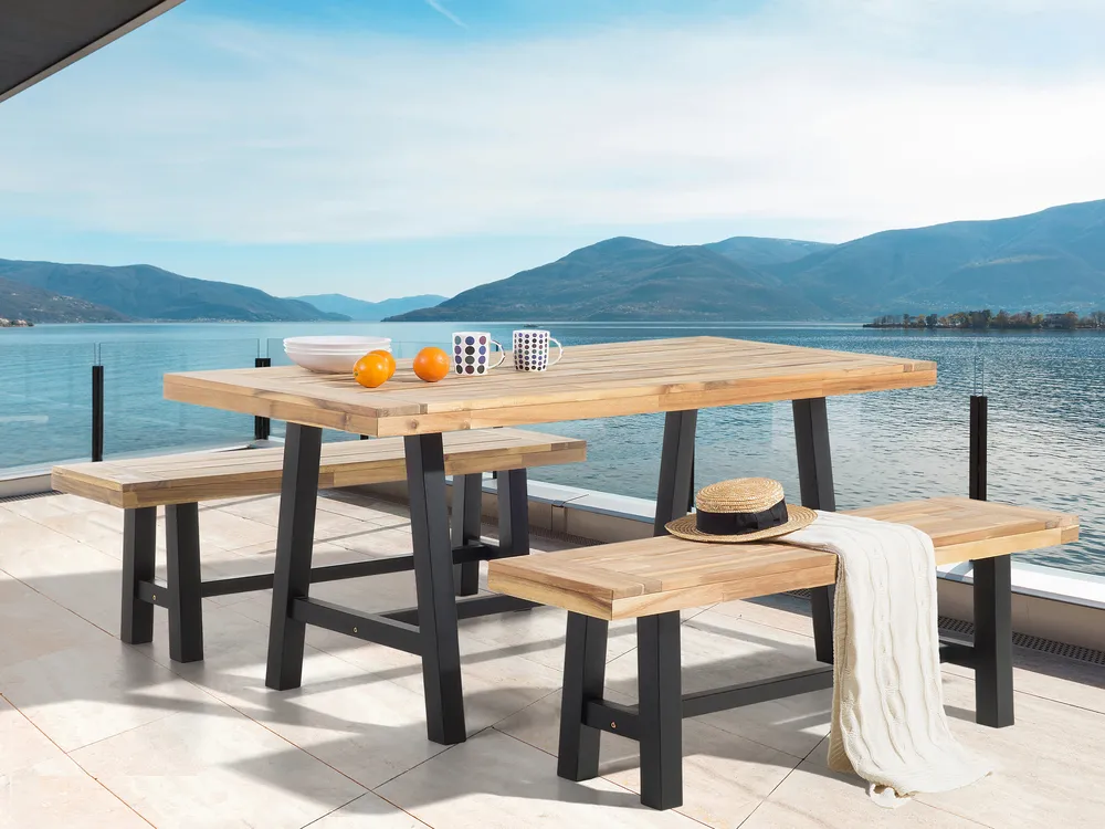 Garden Dining Table SCANIA 170 cm 80 cm Acacia Wood Black