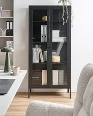 Glass Display Cabinet HARTY 80 cm Metal Black_1067655