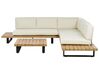 Garden Corner Sofa with Table 5 Seater MYKONOS Certified Acacia Wood Off-White Right Hand