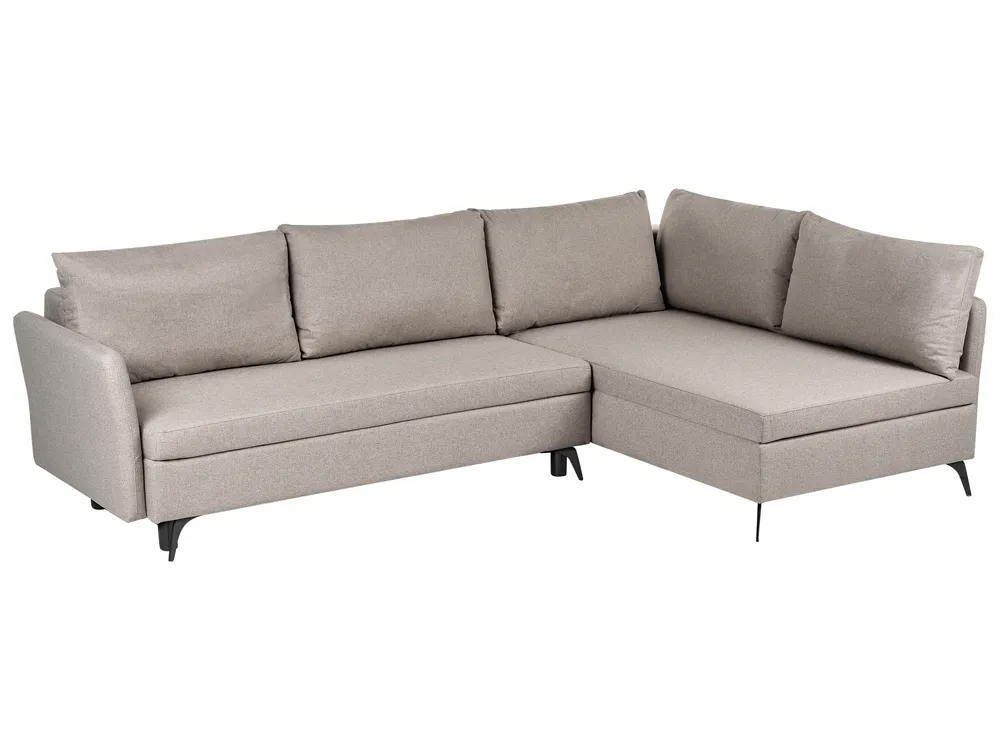 Corner Sofa Bed 3 Seater KOGE with Storage Fabric Beige Left Hand_1087751