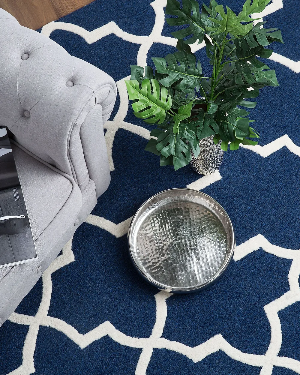Rug SILVAN Navy Blue 80 x 150 cm Wool_1182414