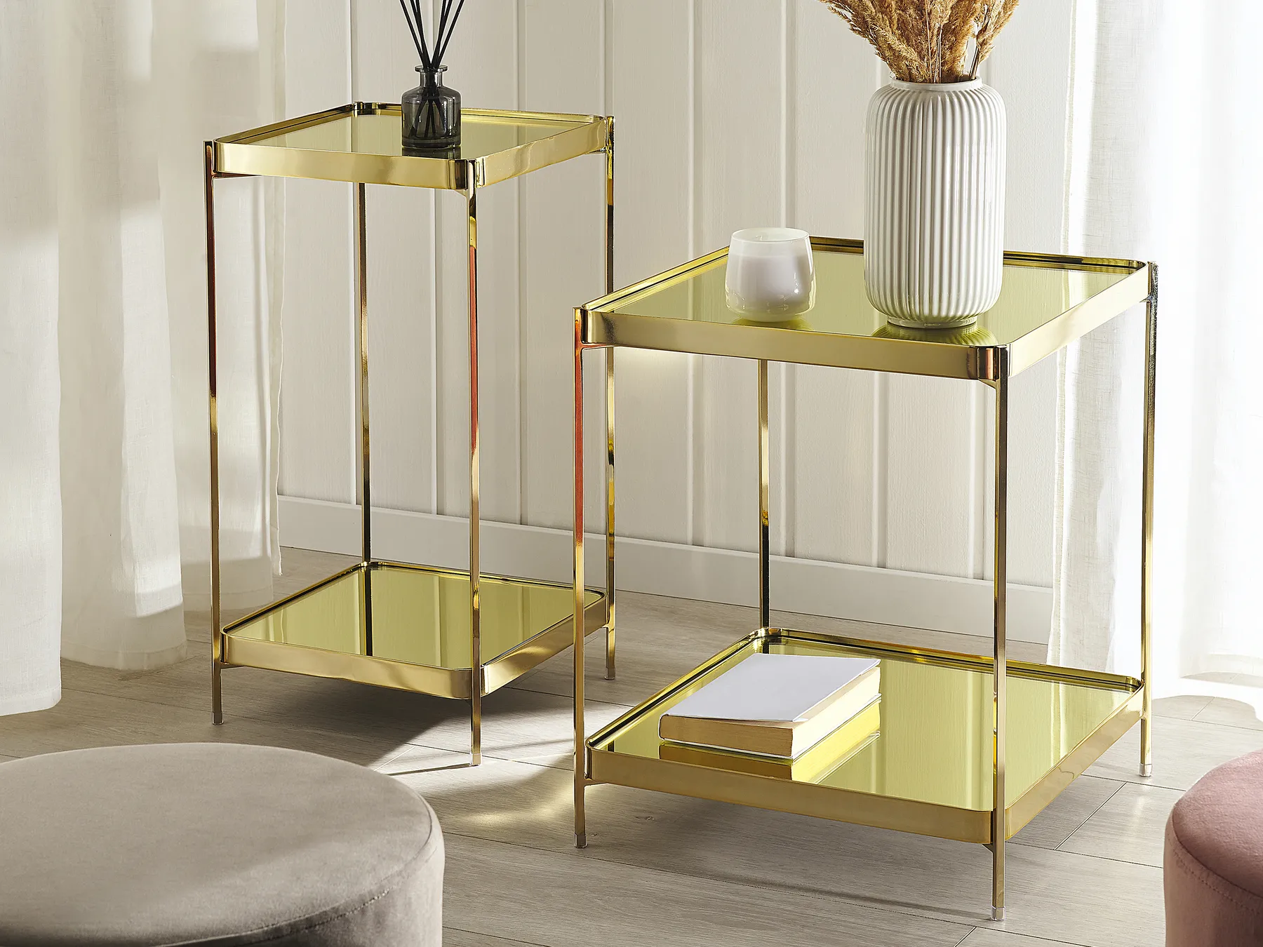 Side Table ALSEA Tempered Glass Gold_771470