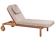 Sun Lounger with Cushion LATERZA  Reclining Certified Acacia Wood Taupe_1165873