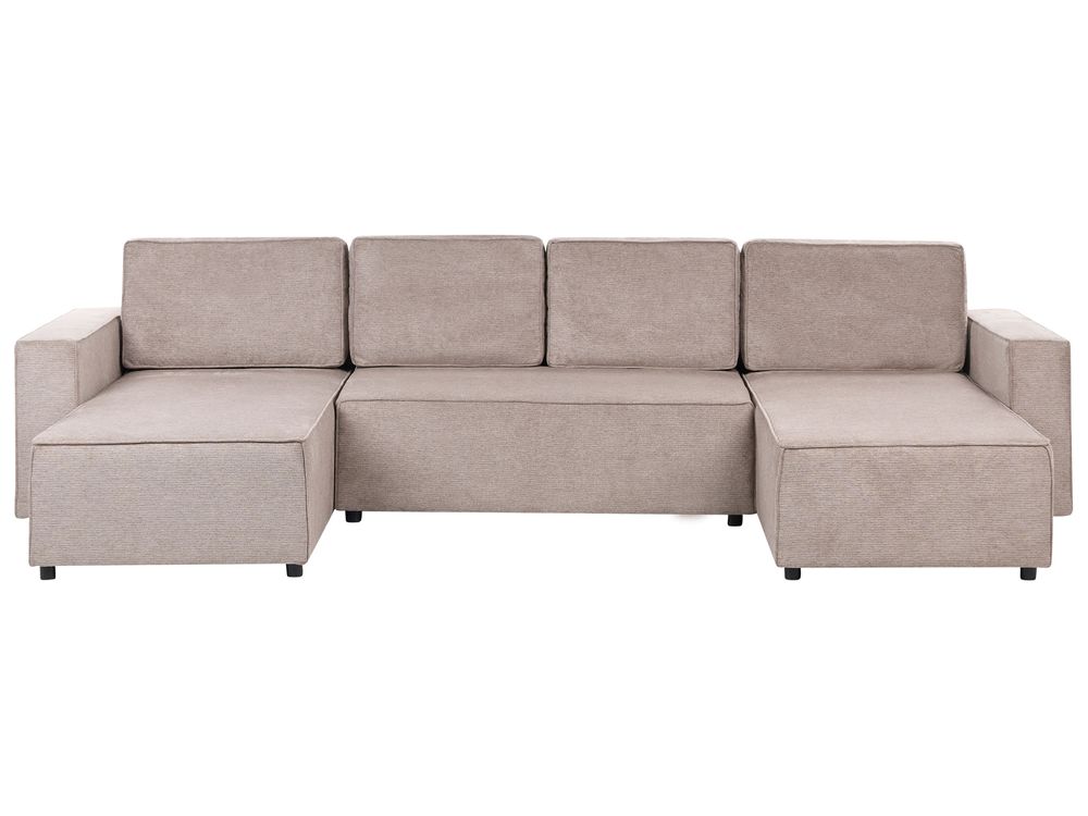U-Shape Sofa Bed VATNE with Storage Fabric Taupe