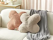 Sett med 2 pynteputer ACHILLEA 54 x 54 cm Fuskepels Beige Ensfarget_1187938