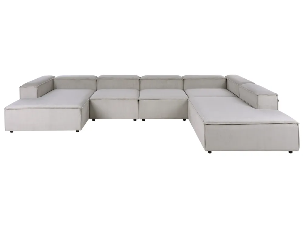 Modular Corner Sofa 5 Seater ARDAL Corduroy Taupe Left Hand_1011127
