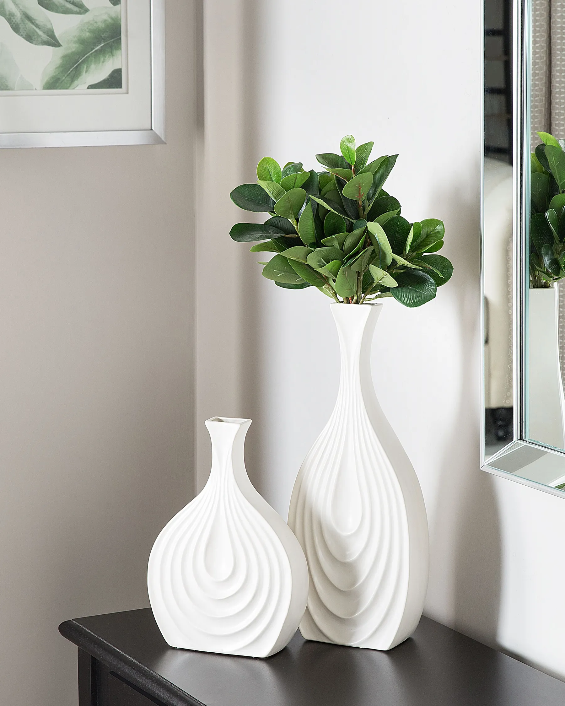 Decorative Vase THAPSUS 39 cm Ceramic White_734289