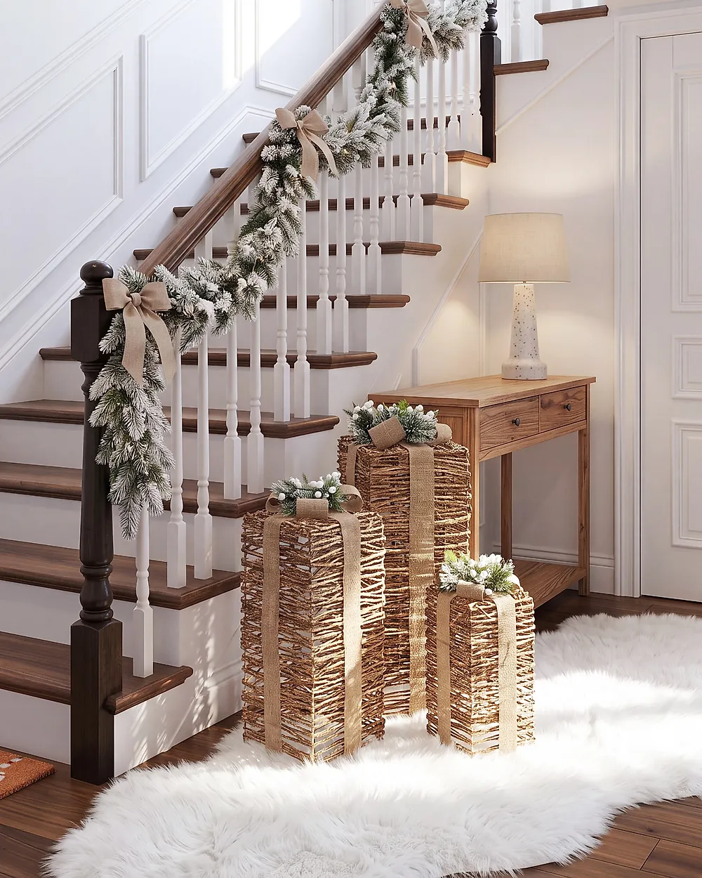 Set of 3 Christmas Decorations LED VALKAMA 54/45/30 cm Christmas Gifts Brown_1179475