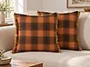 Set med 2 prydnadskuddar BARJA 45 x 45 cm Orange Rutigt tryck