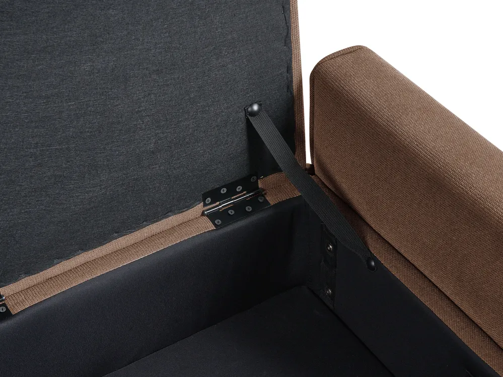 Upholstered Storage Bench LEWES Fabric Brown_1043653