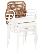 Set of 4 Garden Chairs with Cushions TACENO Metal White_1007762