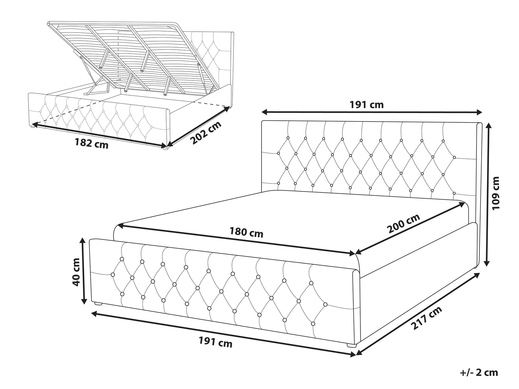 Ottoman Bed AMIENS Velvet Light Beige 180 x 200 cm (EU Super King)_791275