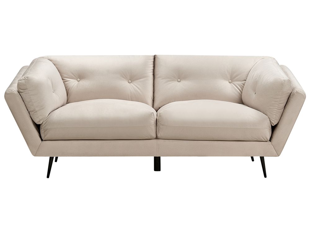 Soffa 3-sits LENVIK Sammet Ljusbeige