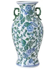 Flower Vase SEGOWIA 47 cm Porcelain White/ Blue_1052852