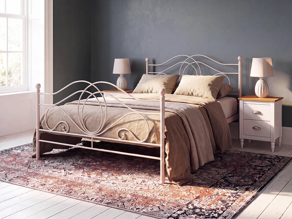 Sänky Metalli LYRA 160 x 200 cm Vaaleanbeige
