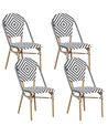 Set of 4 Garden Chairs RIFREDDO PE Rattan Black/ White