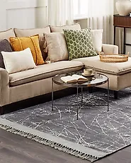 Rug HANLI Grey 140 x 200 cm Viscose_1183539