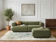 Sofa 3 Seater SALLA with Ottoman Fabric Green_1058283