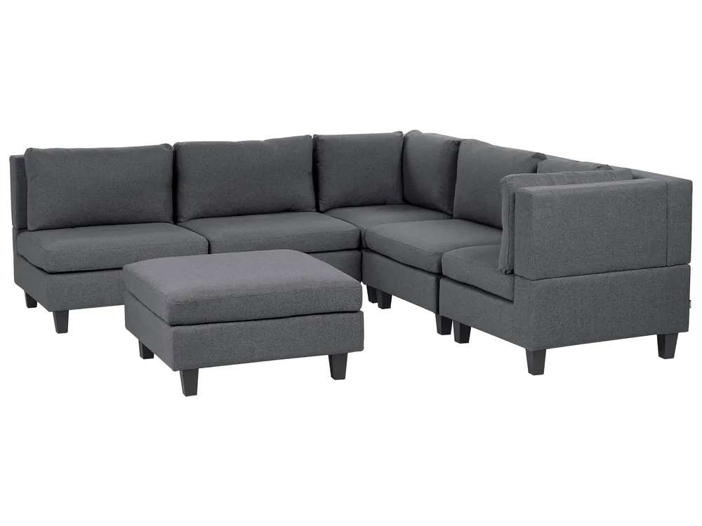 Modular Corner Sofa 5 Seater UNSTAD with Ottoman Fabric Dark Grey Left Hand