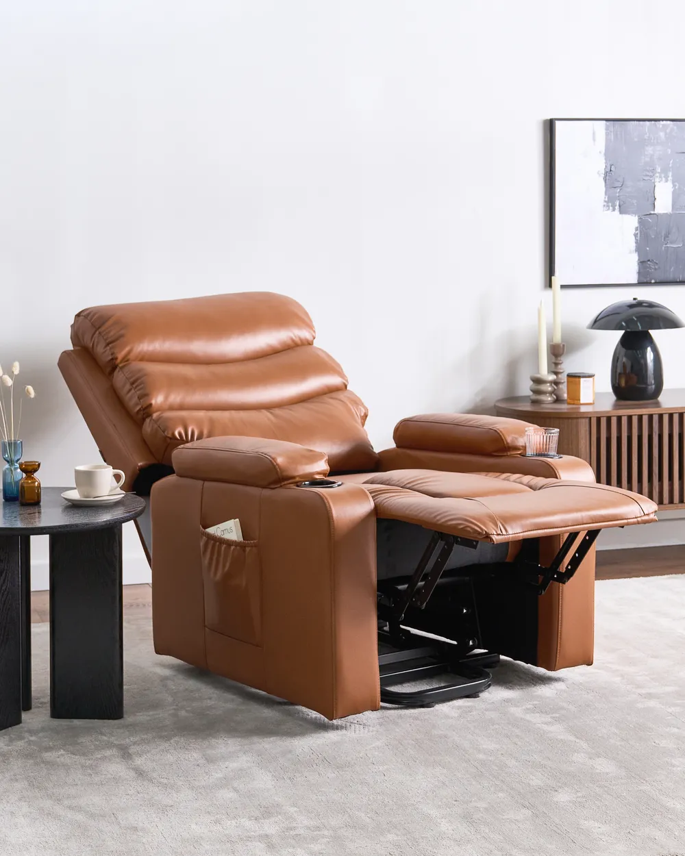 Electric Recliner Chair ETER Faux Leather Golden Brown_1074011