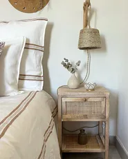 1 Drawer Bedside Table ESTO Paulownia Wood Light Brown_877334