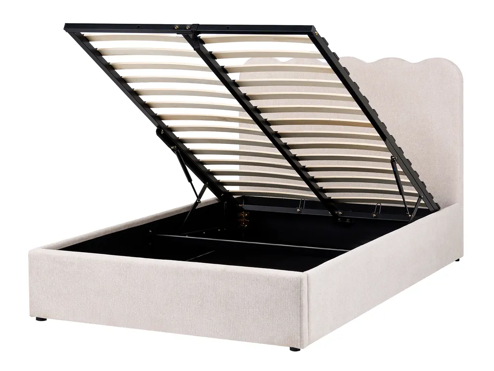 Ottoman Bed NANTERRE Fabric Light Beige 120 x 200 cm (EU Small Double)