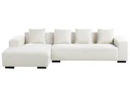 Corner Sofa 4 Seater LUNGO with Ottoman Boucle White Right Hand_962416