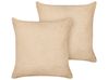 Set of 2 Decorative Cushions LEUZEA 45 x 45 cm Boucle Beige Solid