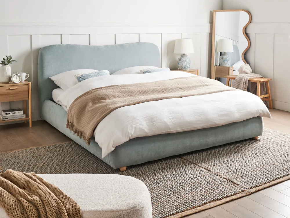 Ottoman Bed BLAGNAC Chenille Light Blue 160 x 200 cm (EU King Size)