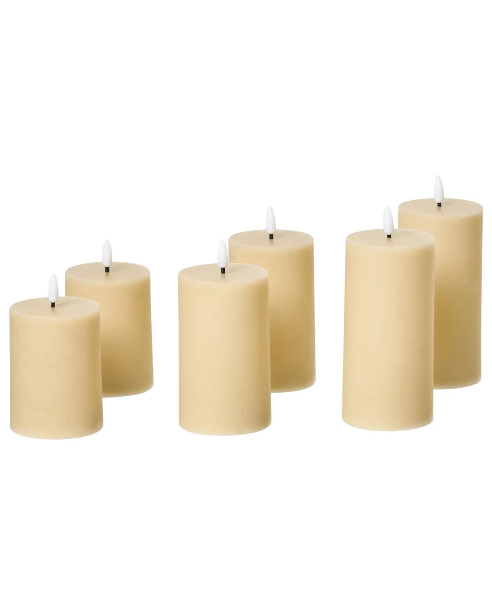 Set med 6 LED-ljus BRAISE 10/13/15 cm Beige_1015908