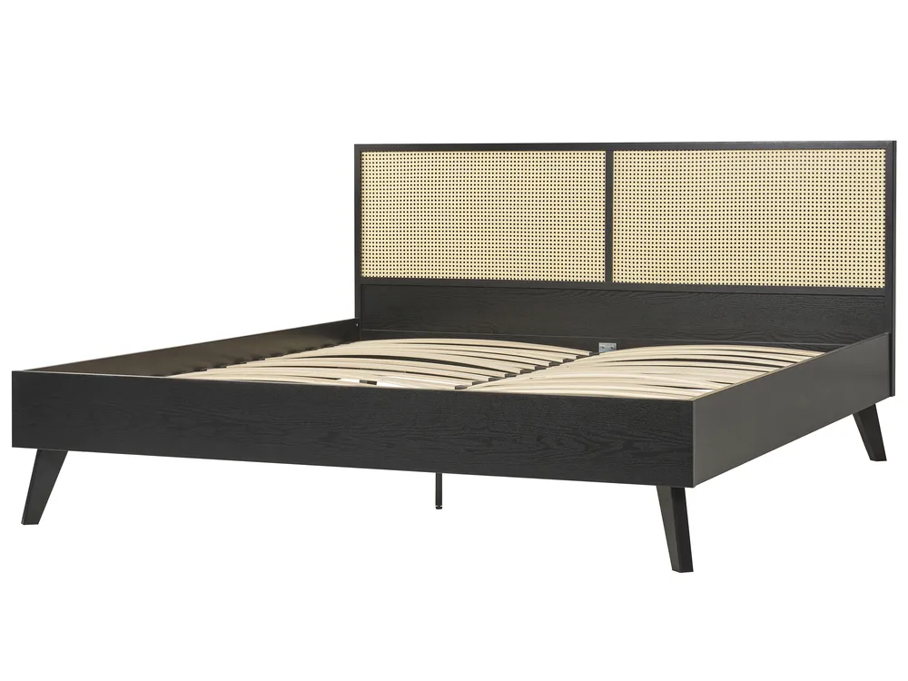 Bed Rattan MONPAZIER 180 x 200 cm (EU Super King) Black_863366