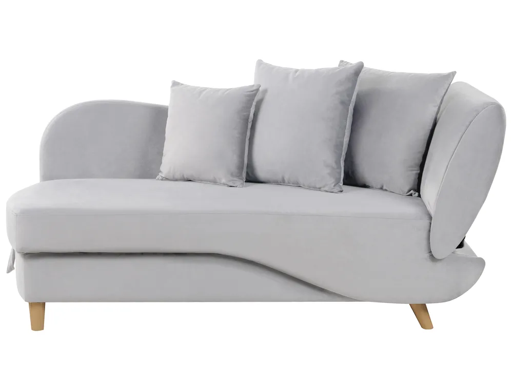 Right-Hand Chaise Longue MERI with Storage Velvet Light Grey